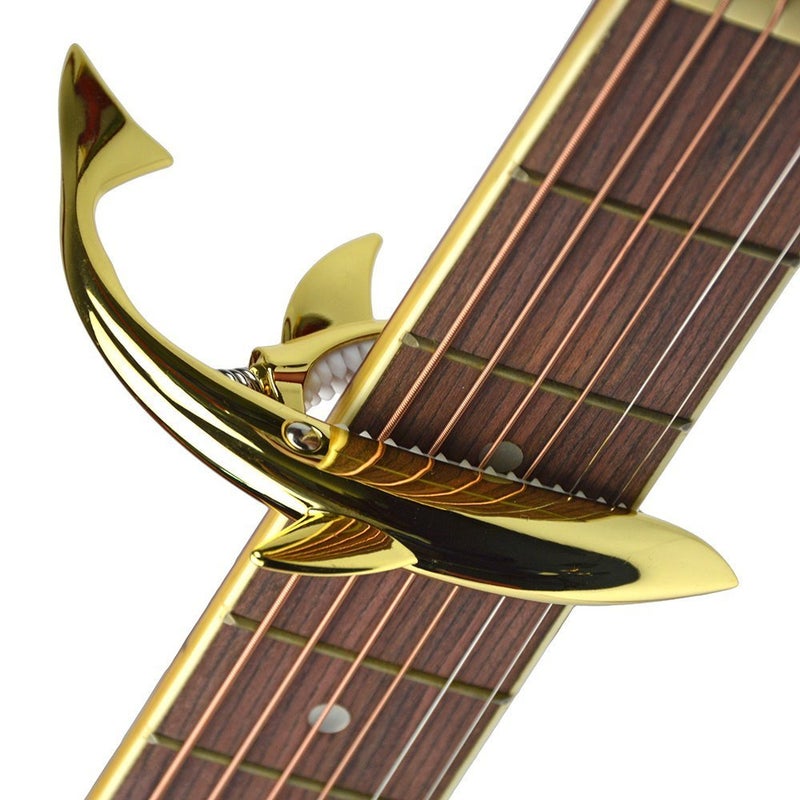 Imelod Zinc Alloy Guitar Capo Shark Capo for Acoustic and Electric Guitar with Good Hand Feeling, No Fret Buzz and Durable(Gold) - Image 3